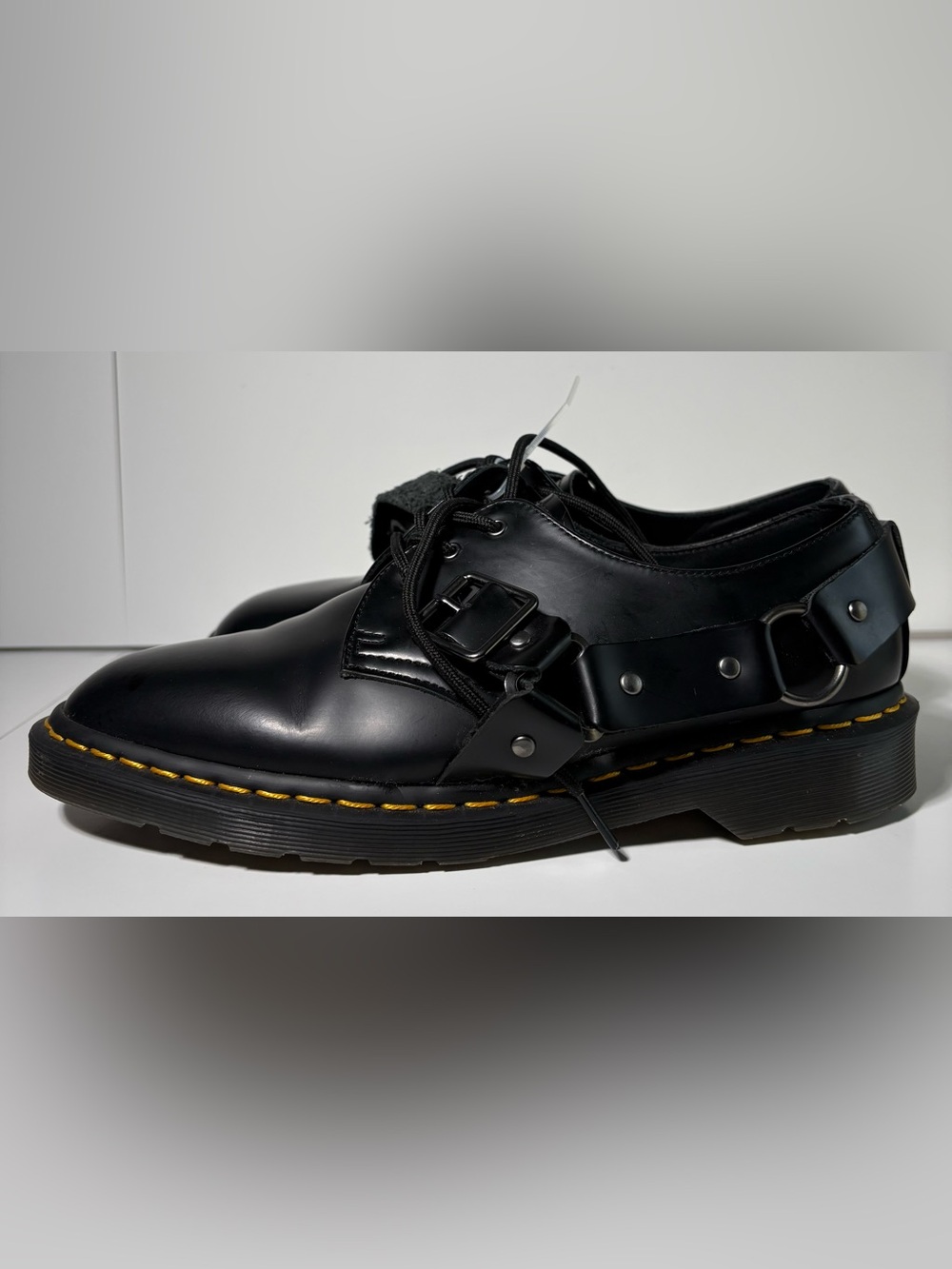 DR. MARTENS Henree Black Buckle Lace Up Loafers, Size 9